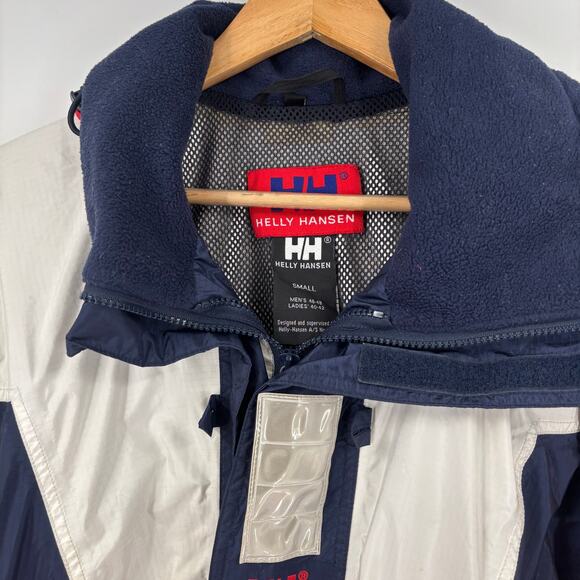 Vintage Helly Hansen Jacket Small Men’s Red White Blue 90’s Hood Shell Sailing - Picture 4 of 10